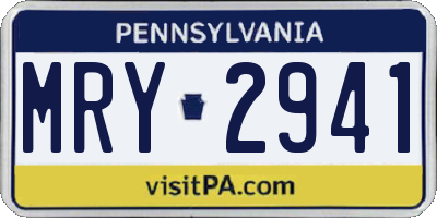 PA license plate MRY2941