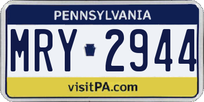 PA license plate MRY2944