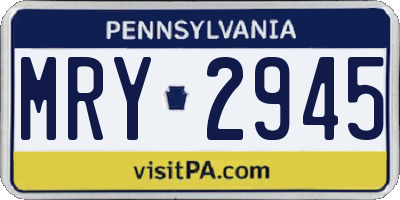 PA license plate MRY2945