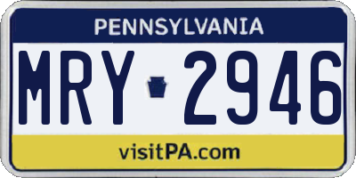 PA license plate MRY2946