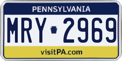 PA license plate MRY2969