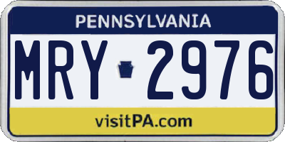 PA license plate MRY2976