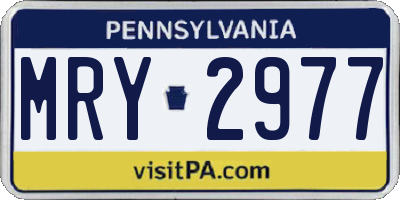 PA license plate MRY2977