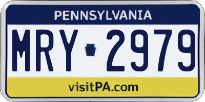 PA license plate MRY2979