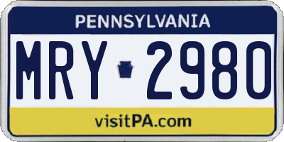 PA license plate MRY2980