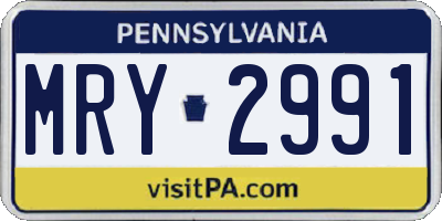 PA license plate MRY2991