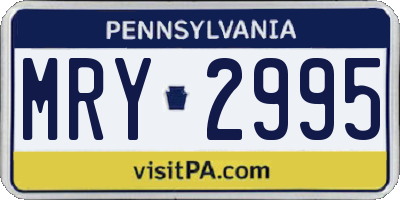 PA license plate MRY2995