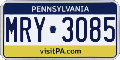 PA license plate MRY3085