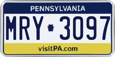 PA license plate MRY3097