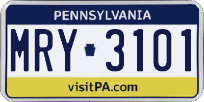 PA license plate MRY3101