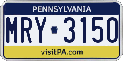 PA license plate MRY3150