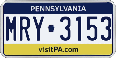 PA license plate MRY3153