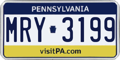 PA license plate MRY3199