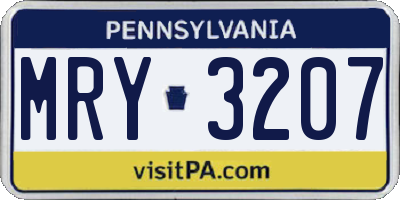 PA license plate MRY3207