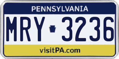 PA license plate MRY3236