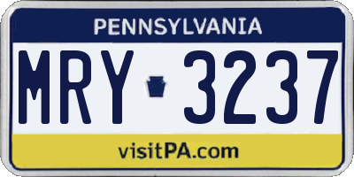 PA license plate MRY3237