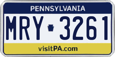 PA license plate MRY3261