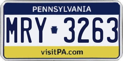 PA license plate MRY3263