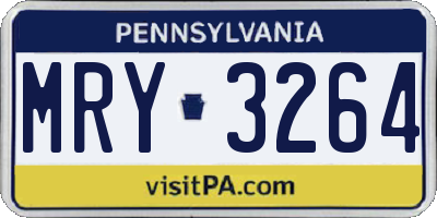 PA license plate MRY3264