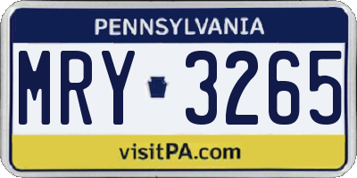 PA license plate MRY3265
