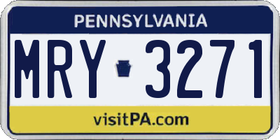 PA license plate MRY3271