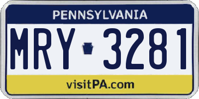 PA license plate MRY3281