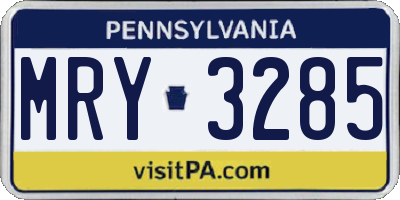 PA license plate MRY3285