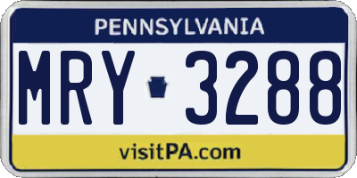 PA license plate MRY3288