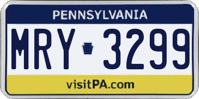 PA license plate MRY3299