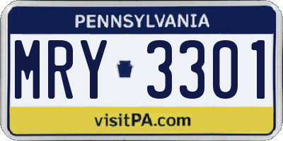 PA license plate MRY3301