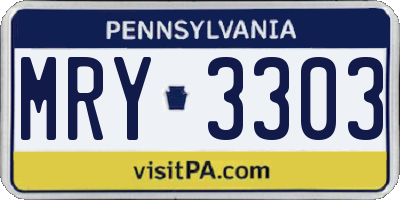 PA license plate MRY3303