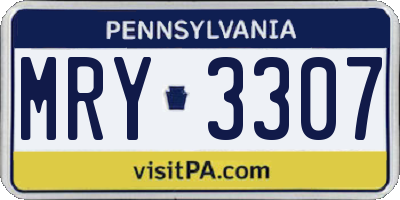 PA license plate MRY3307