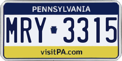 PA license plate MRY3315