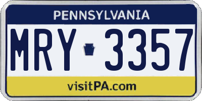 PA license plate MRY3357