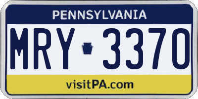 PA license plate MRY3370