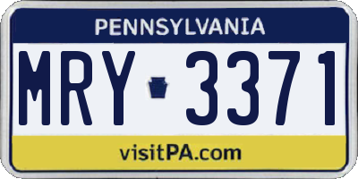 PA license plate MRY3371