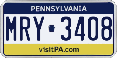PA license plate MRY3408