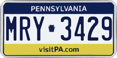 PA license plate MRY3429