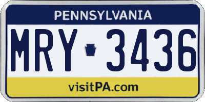 PA license plate MRY3436