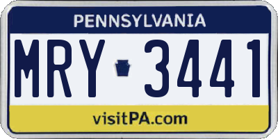 PA license plate MRY3441
