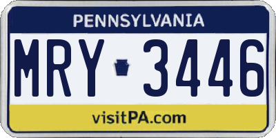 PA license plate MRY3446