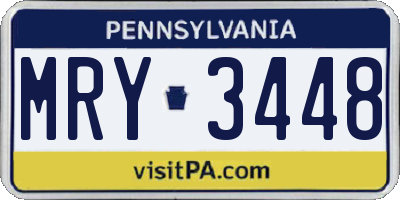 PA license plate MRY3448