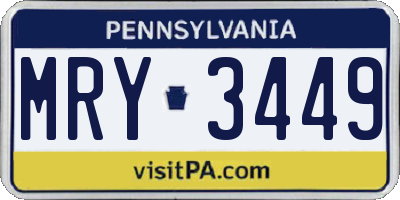PA license plate MRY3449