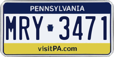 PA license plate MRY3471