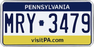 PA license plate MRY3479