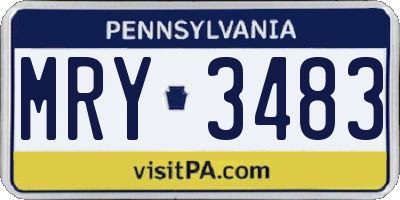 PA license plate MRY3483