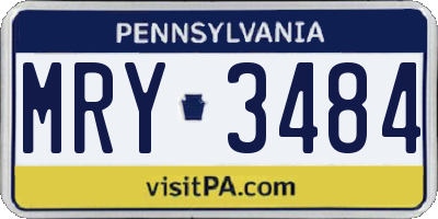 PA license plate MRY3484