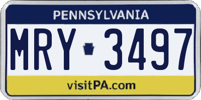 PA license plate MRY3497