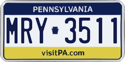 PA license plate MRY3511