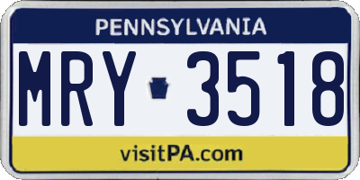 PA license plate MRY3518